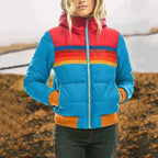 Gewatteerde WinterJas met Streepdetails en Capuchon voor Dames