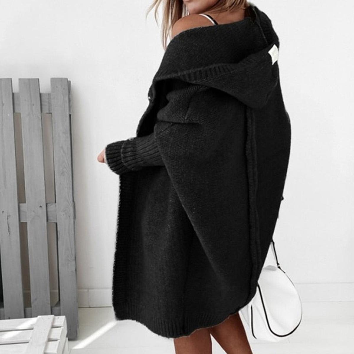 Gezellige Oversized Cardigan met Capuchon en Vleermuismouwen