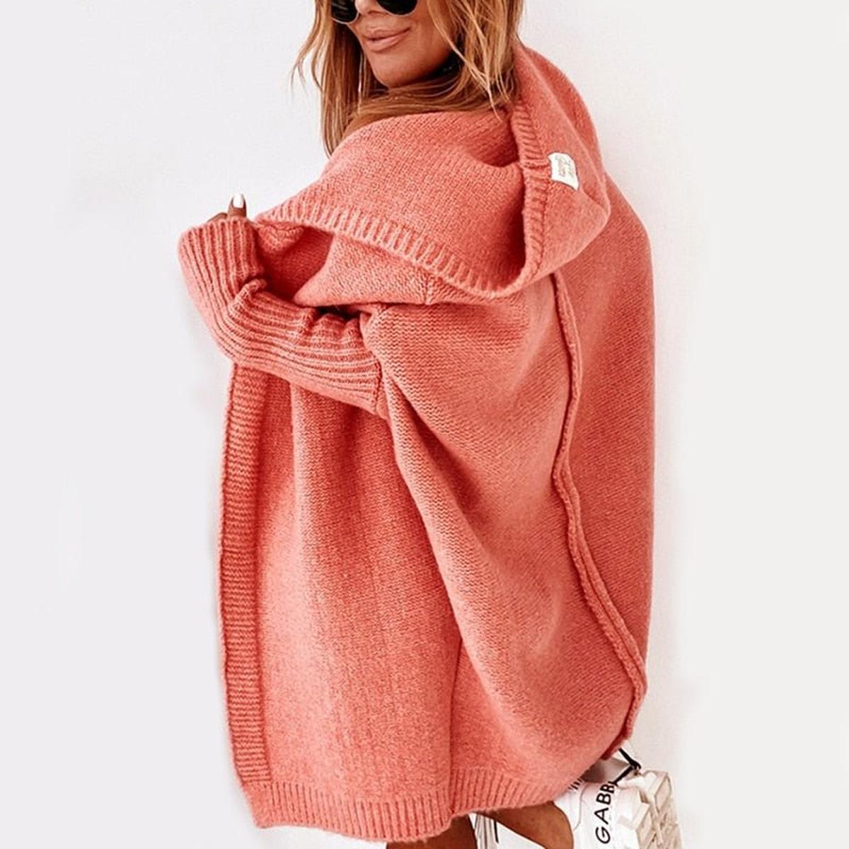 Gezellige Oversized Cardigan met Capuchon en Vleermuismouwen