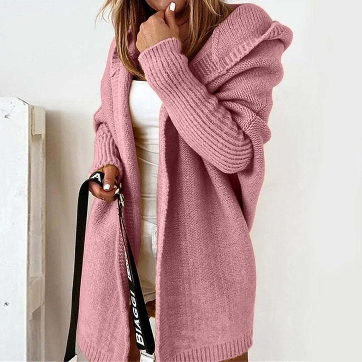 Gezellige Oversized Cardigan met Capuchon en Vleermuismouwen