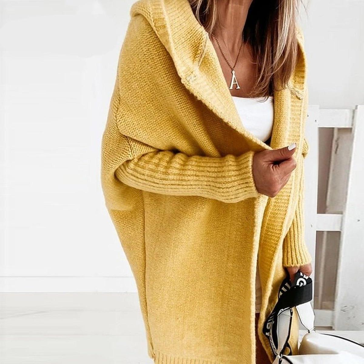 Gezellige Oversized Cardigan met Capuchon en Vleermuismouwen