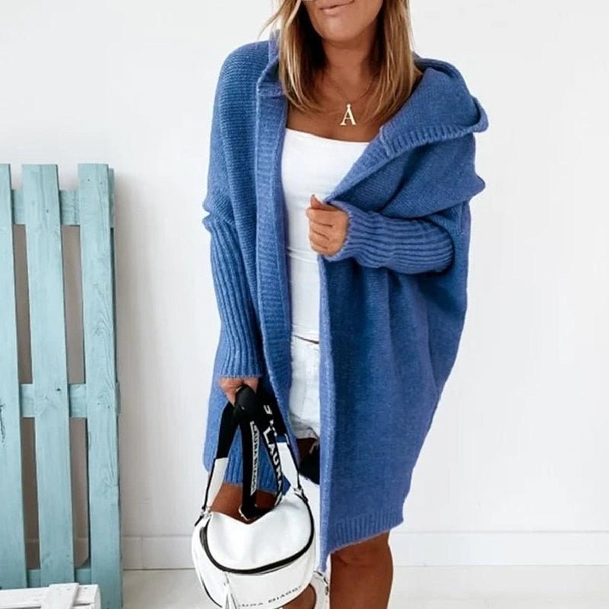 Gezellige Oversized Cardigan met Capuchon en Vleermuismouwen