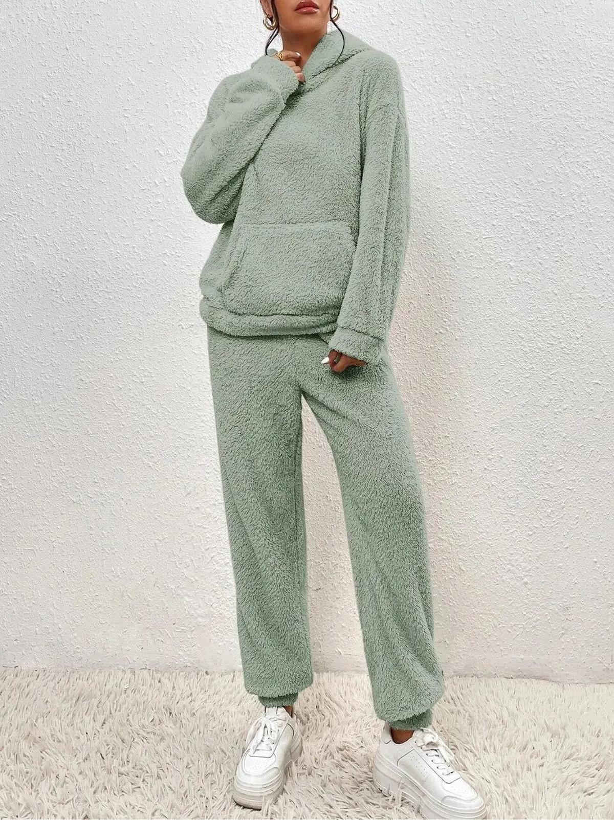 Gezellige Teddy Loungewear Set met Hoodie en Broek