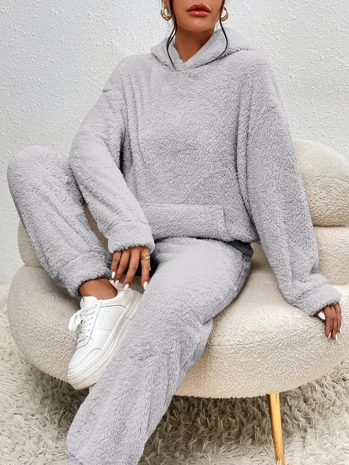 Gezellige Teddy Loungewear Set met Hoodie en Broek