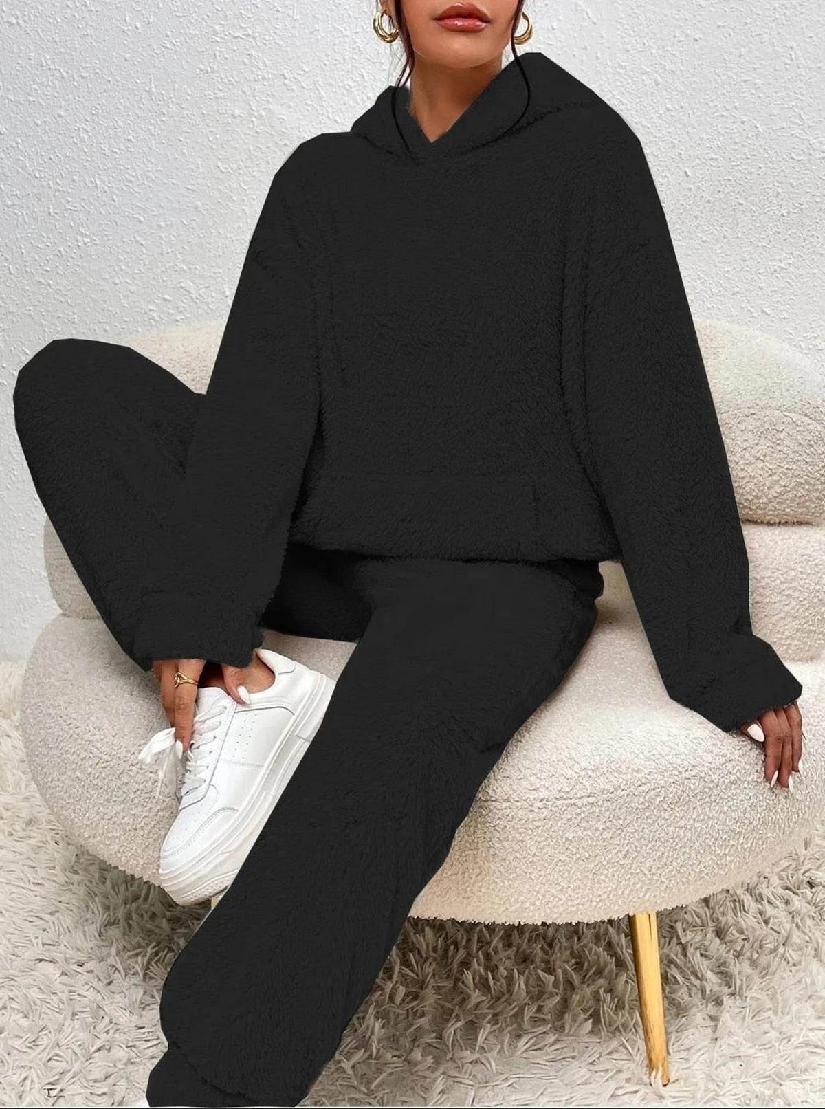 Gezellige Teddy Loungewear Set met Hoodie en Broek