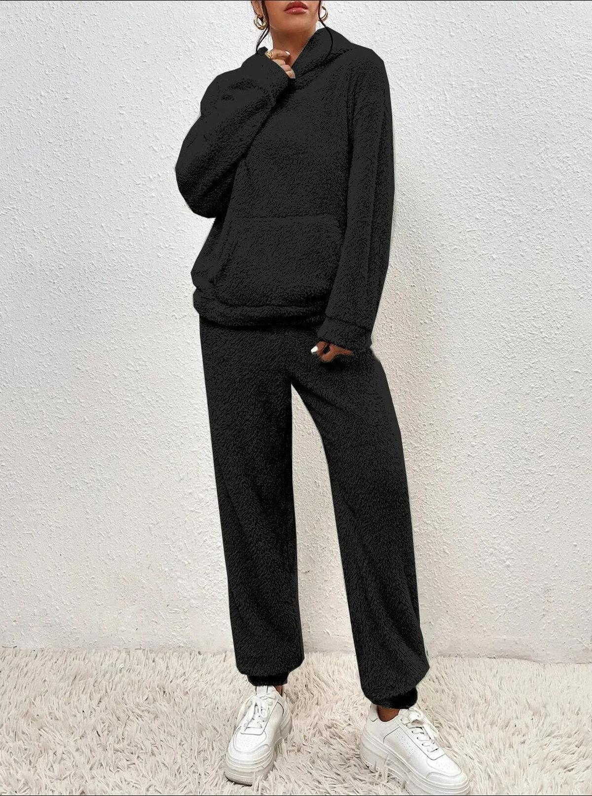 Gezellige Teddy Loungewear Set met Hoodie en Broek