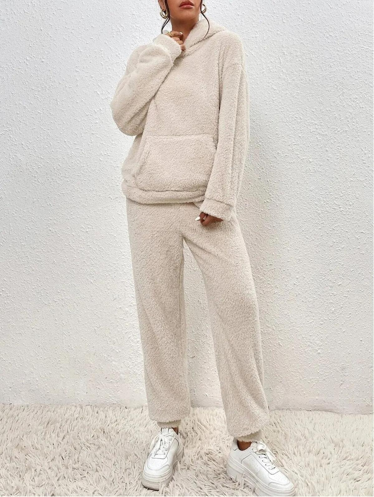 Gezellige Teddy Loungewear Set met Hoodie en Broek