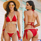 Glinsterende Bikini Met Crystal En Diamantaccenten En Verstelbare Schouderbanden