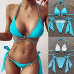 Glinsterende Bikini Met Crystal En Diamantaccenten En Verstelbare Schouderbanden