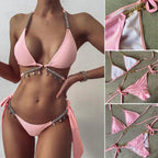 Glinsterende Bikini Met Crystal En Diamantaccenten En Verstelbare Schouderbanden
