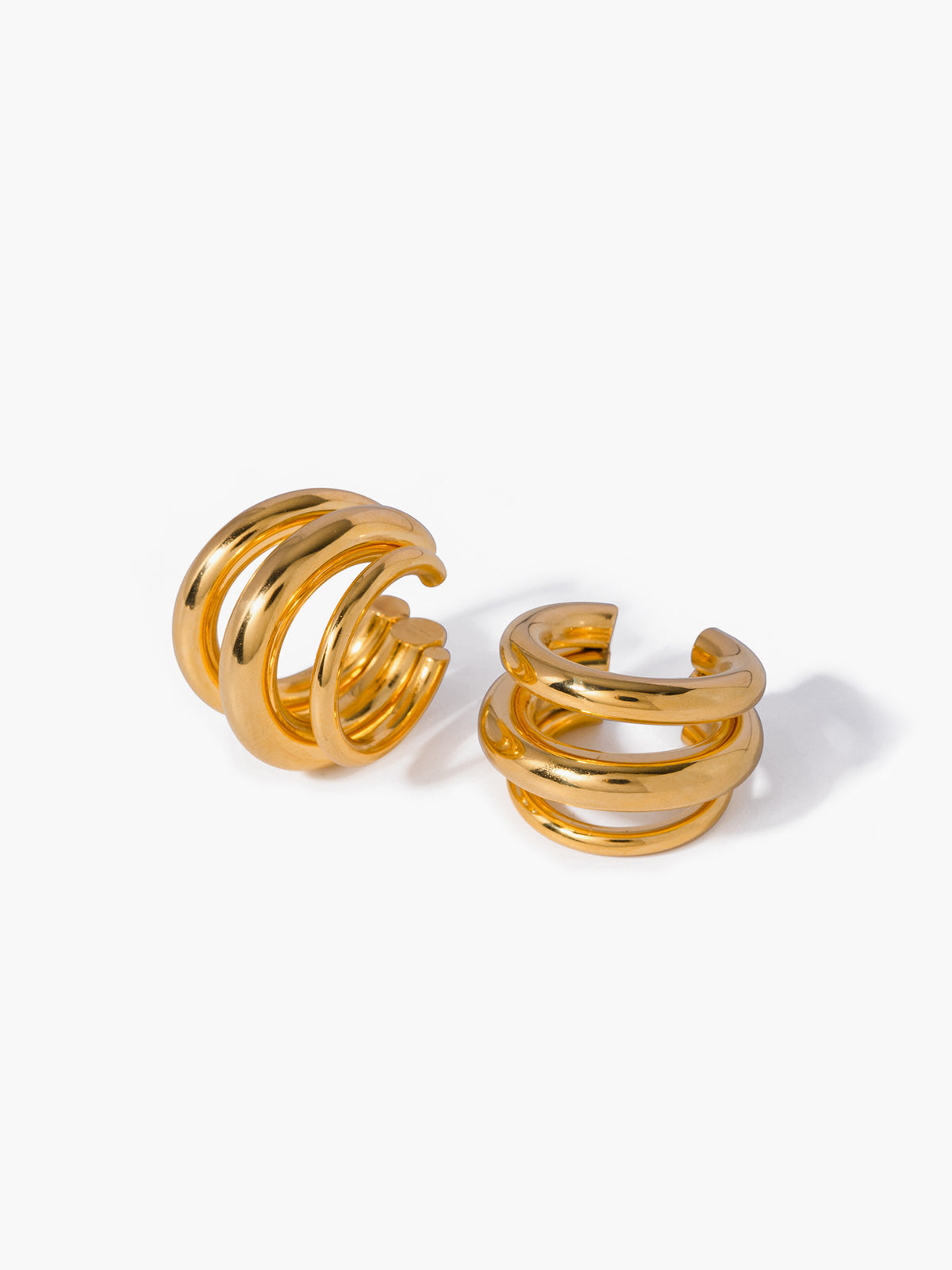 Gold Plated Drievoudige Gelaagde Hoepel Oorbel