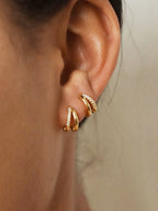 Gold Plated Dubbele Hoepel Oorbellen