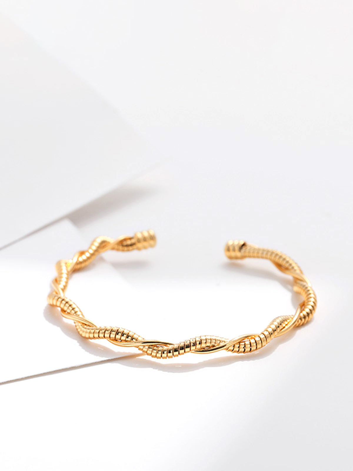 Gold Plated Twist Open Bracelet