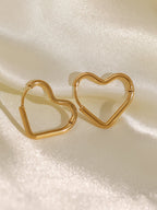 Gold Plated Hartvormige Stud Oorbellen
