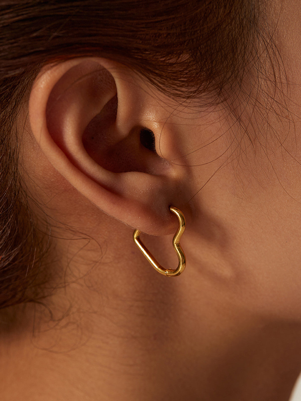 Gold Plated Hartvormige Stud Oorbellen