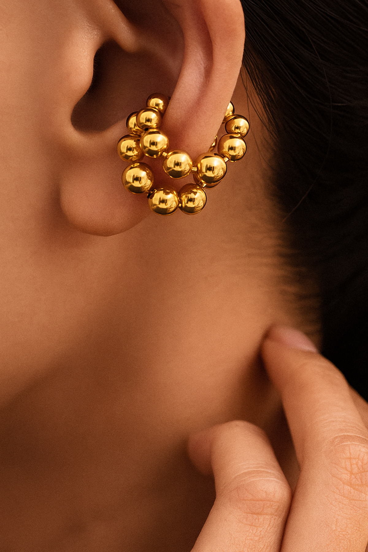 Gold Plated Oorbellen met Kralen