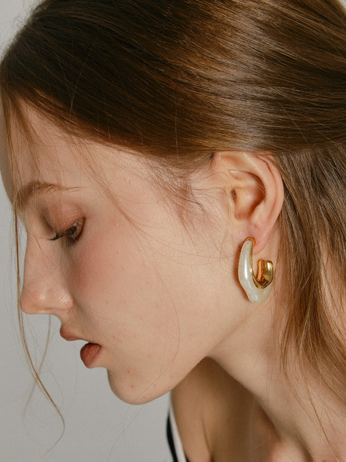 Gold Plated Parel Oorbellen