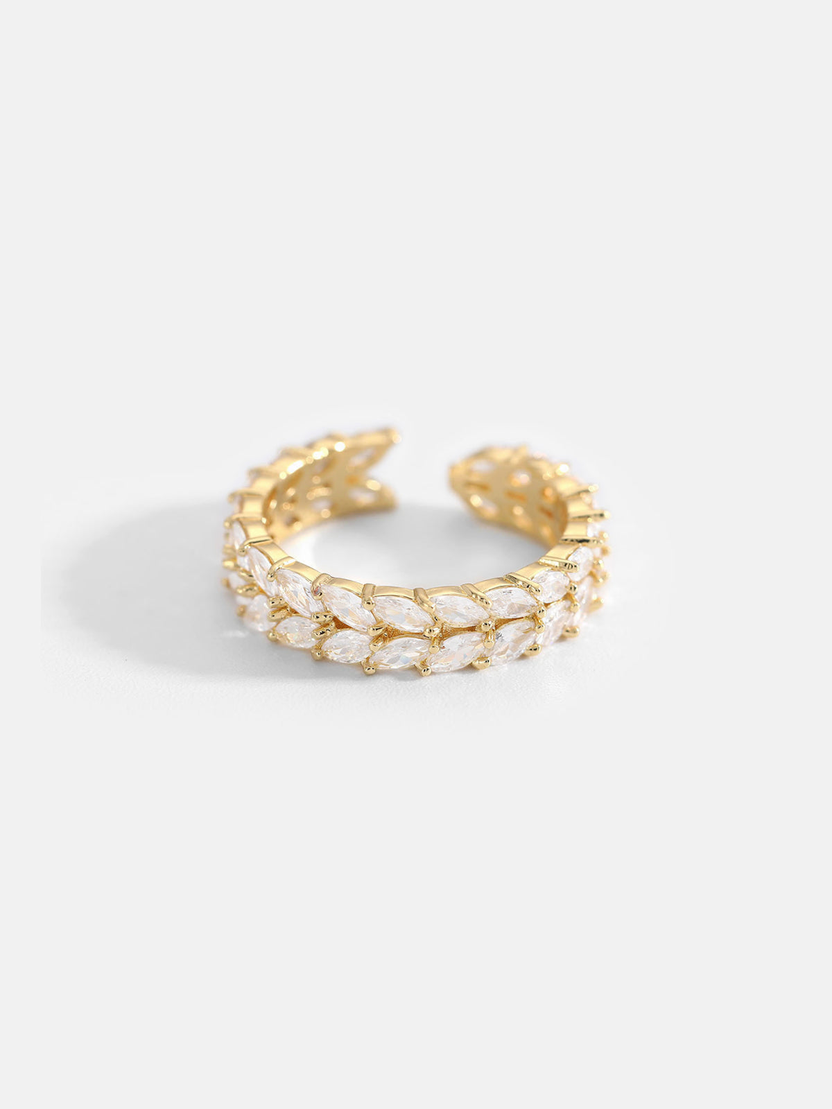 Gold Plated Ring met bladeren van zirkonia