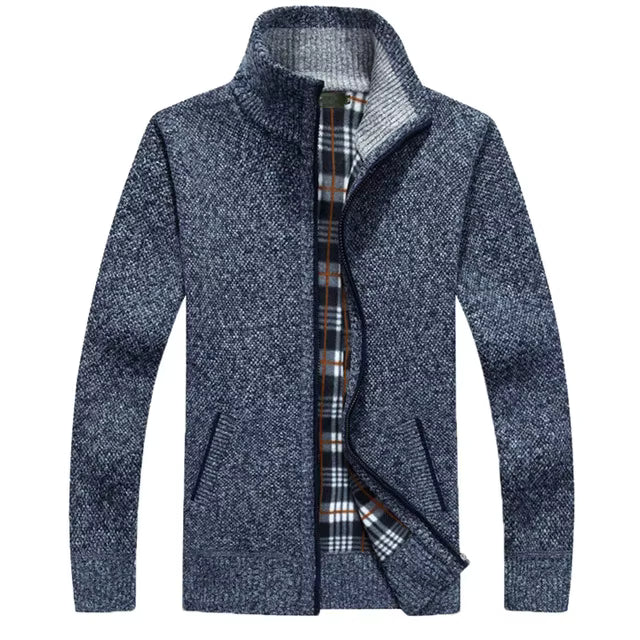 Textured Knit Zip-Up Vest Met Geruite Voering Voor Mannen