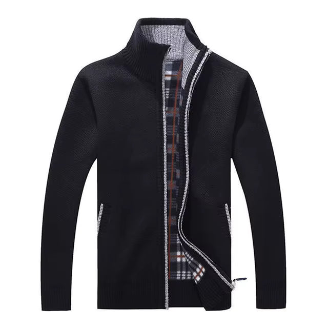Textured Knit Zip-Up Vest Met Geruite Voering Voor Mannen