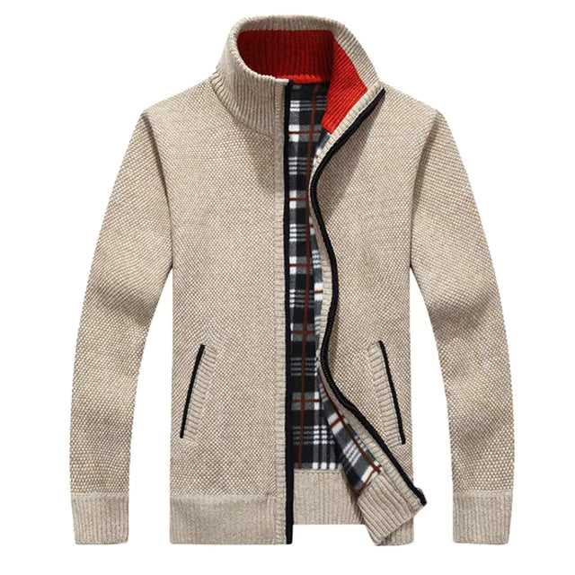 Textured Knit Zip-Up Vest Met Geruite Voering Voor Mannen