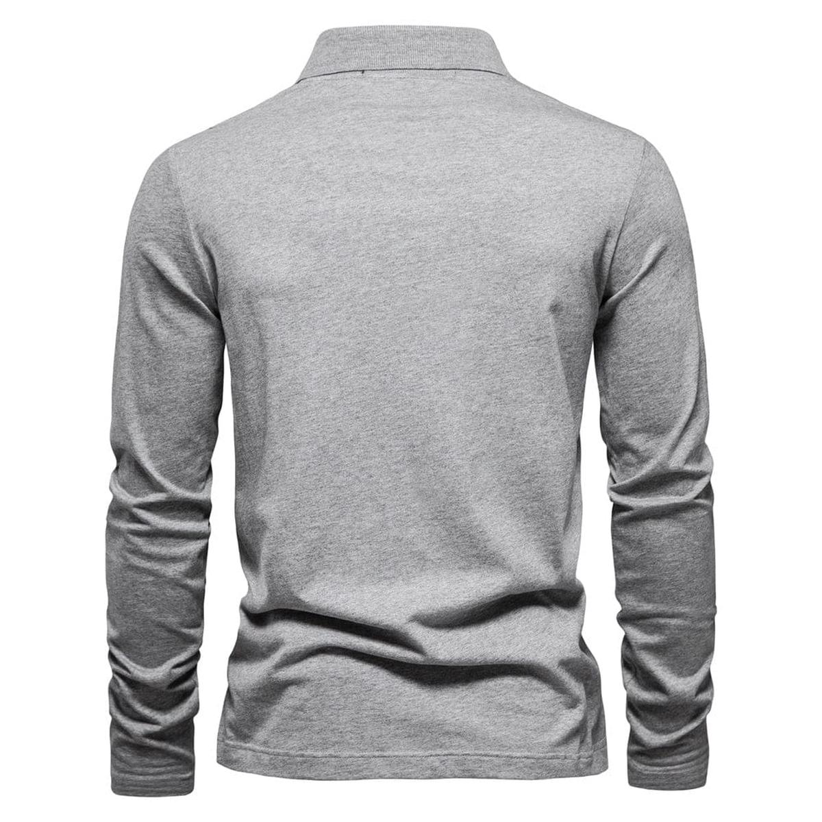 Half-Zip Polo Shirt Met Lange Mouwen En Gestructureerde Kraag Voor Mannen