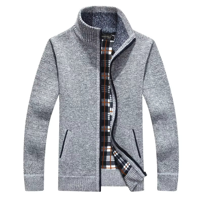 Textured Knit Zip-Up Vest Met Geruite Voering Voor Mannen
