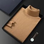 Heren 100% Cashmere Coltrui met Geribbelde Manchetten en Regular Fit