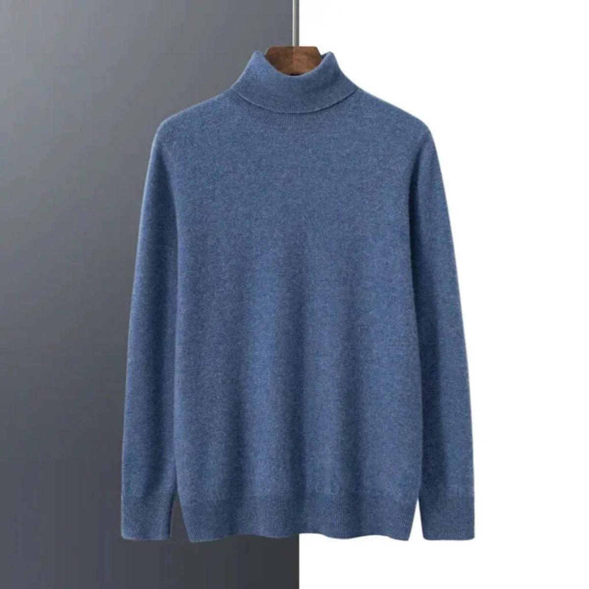 Heren 100% Cashmere Coltrui met Geribbelde Manchetten en Regular Fit