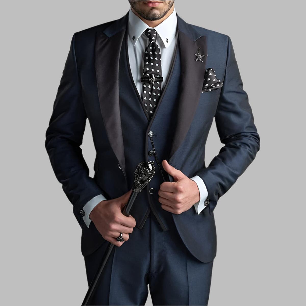 Heren 3-Delig Pak Set - Polyester-Wolmix Blazer, Vest en Broek voor Formele en Smart Casual Gelegenheden