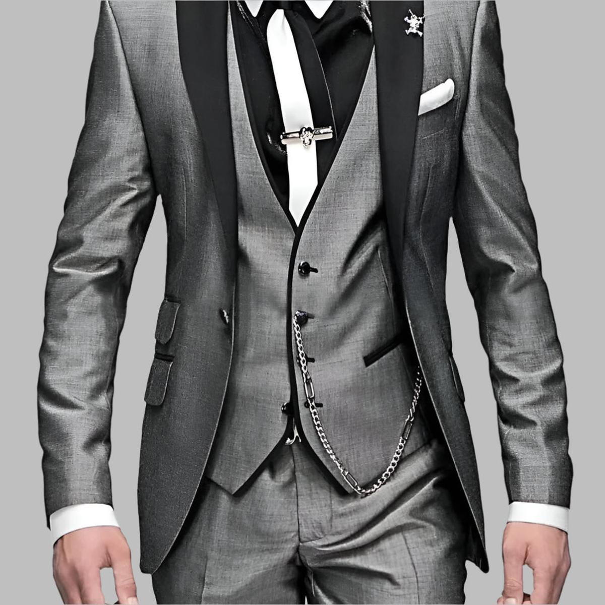 Heren 3-Delig Pak Set - Polyester-Wolmix Blazer, Vest en Broek voor Formele en Smart Casual Gelegenheden