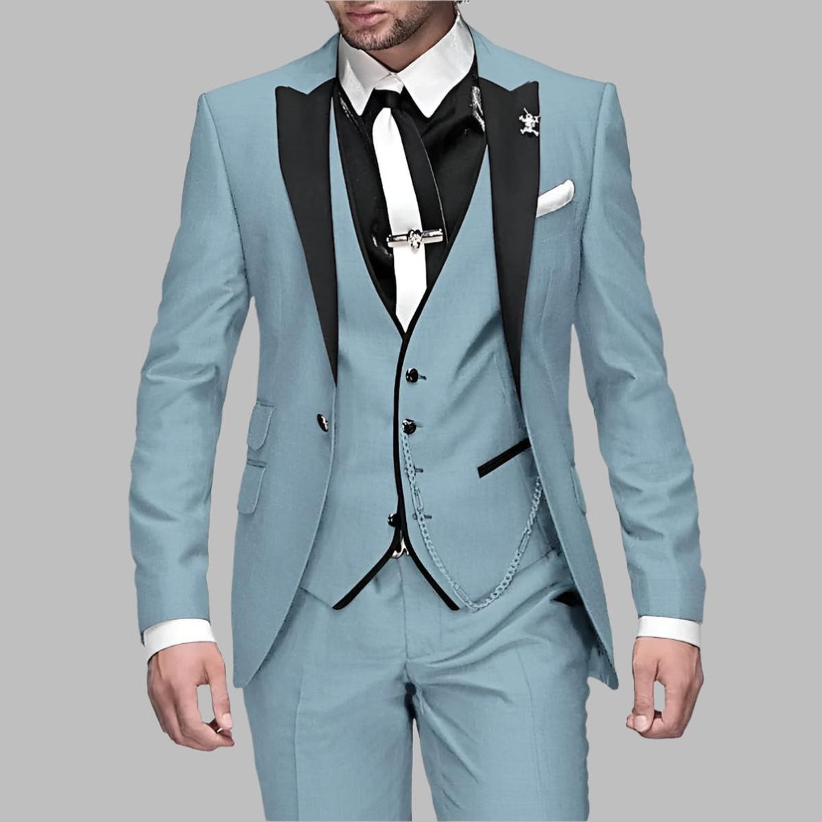 Heren 3-Delig Pak Set - Polyester-Wolmix Blazer, Vest en Broek voor Formele en Smart Casual Gelegenheden