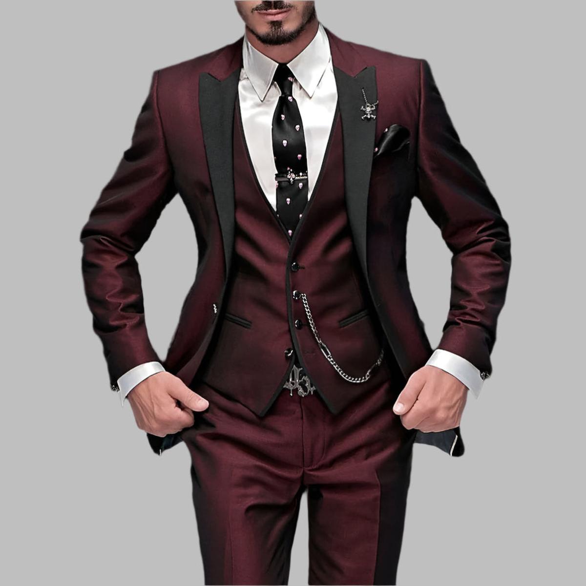 Heren 3-Delig Pak Set - Polyester-Wolmix Blazer, Vest en Broek voor Formele en Smart Casual Gelegenheden