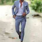 Heren Ademend Linnen Pak - 2-delig Slim Fit voor Zomer, Bruiloften & Kantoor