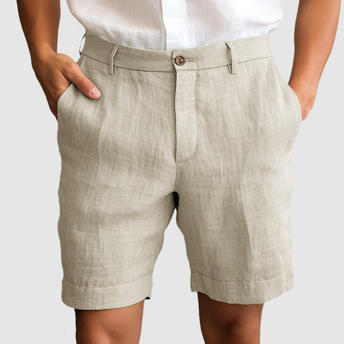 Heren Ademend Relaxed Fit Katoen-Linnen Shorts