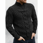 Heren Cable Knit Hoge Kraag Rits Sweater