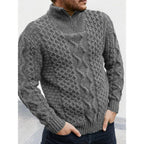 Heren Cable Knit Hoge Kraag Rits Sweater