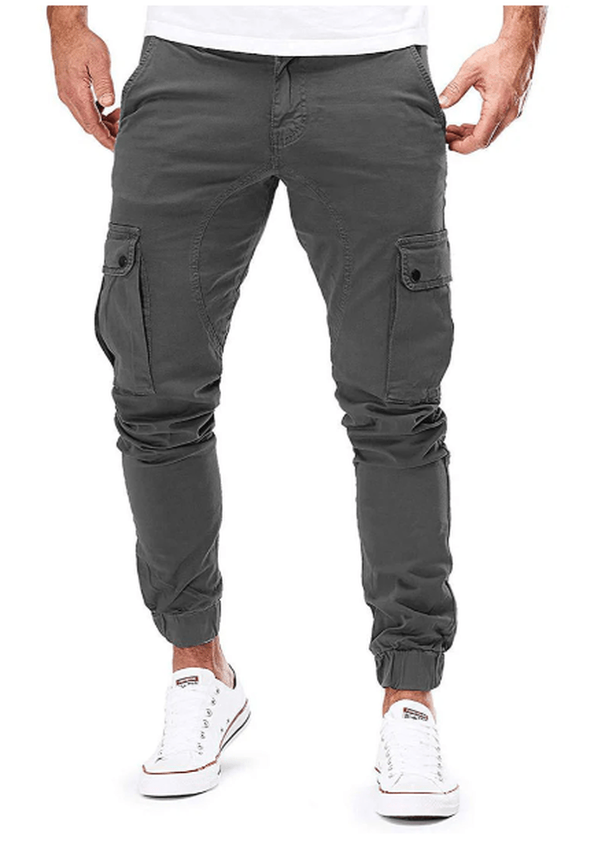 Heren Cargo Broek Met Elastische Taille En Meerdere Zakken