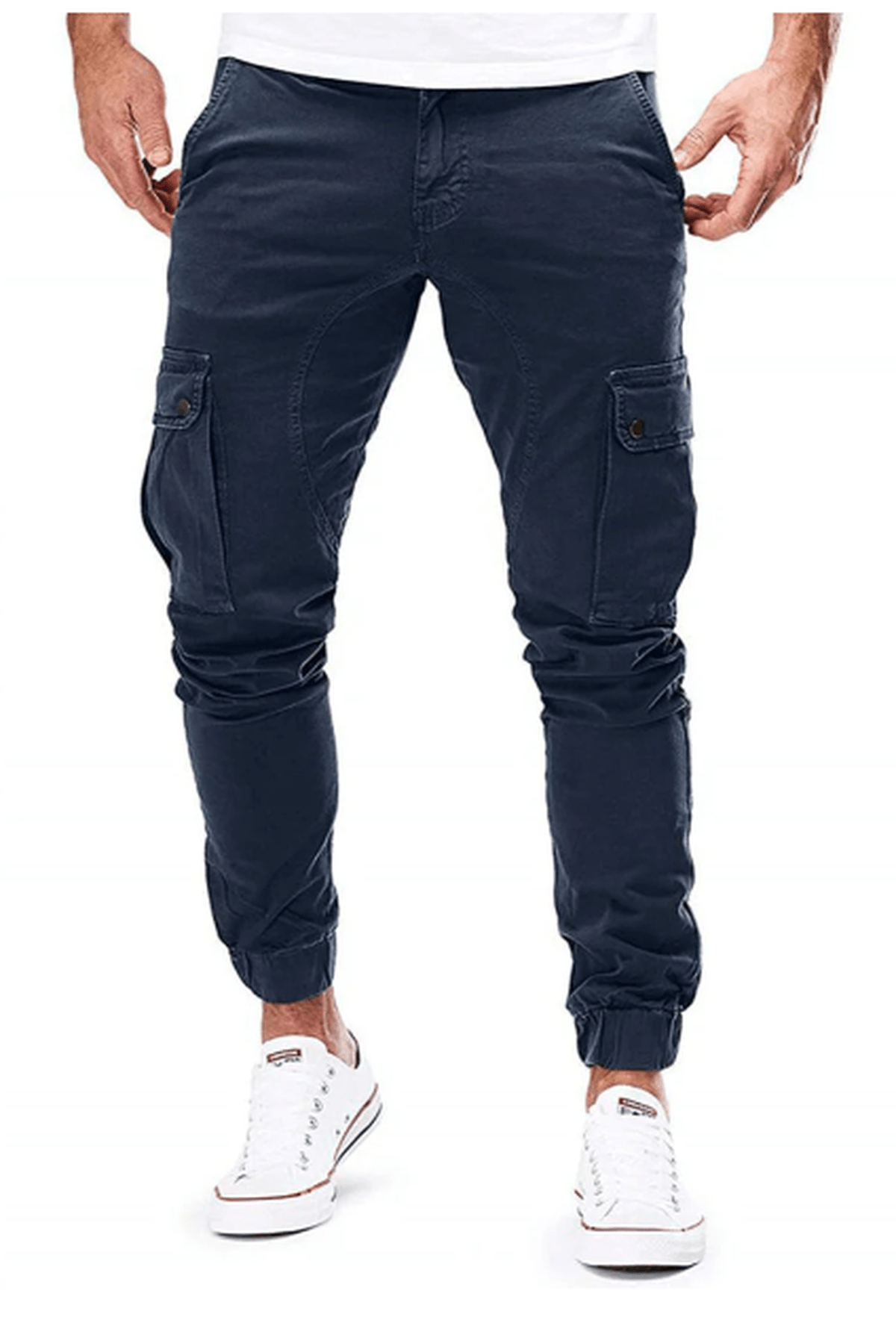 Heren Cargo Broek Met Elastische Taille En Meerdere Zakken