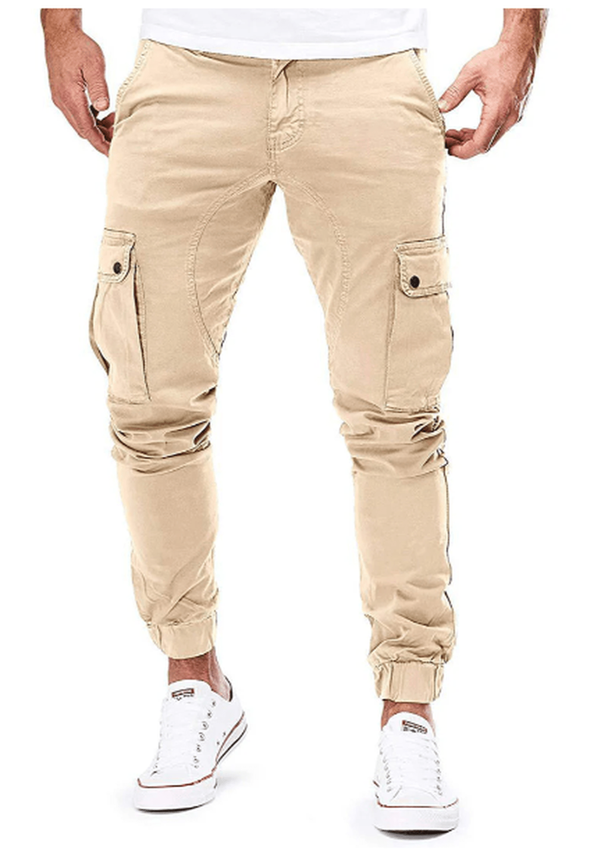 Heren Cargo Broek Met Elastische Taille En Meerdere Zakken