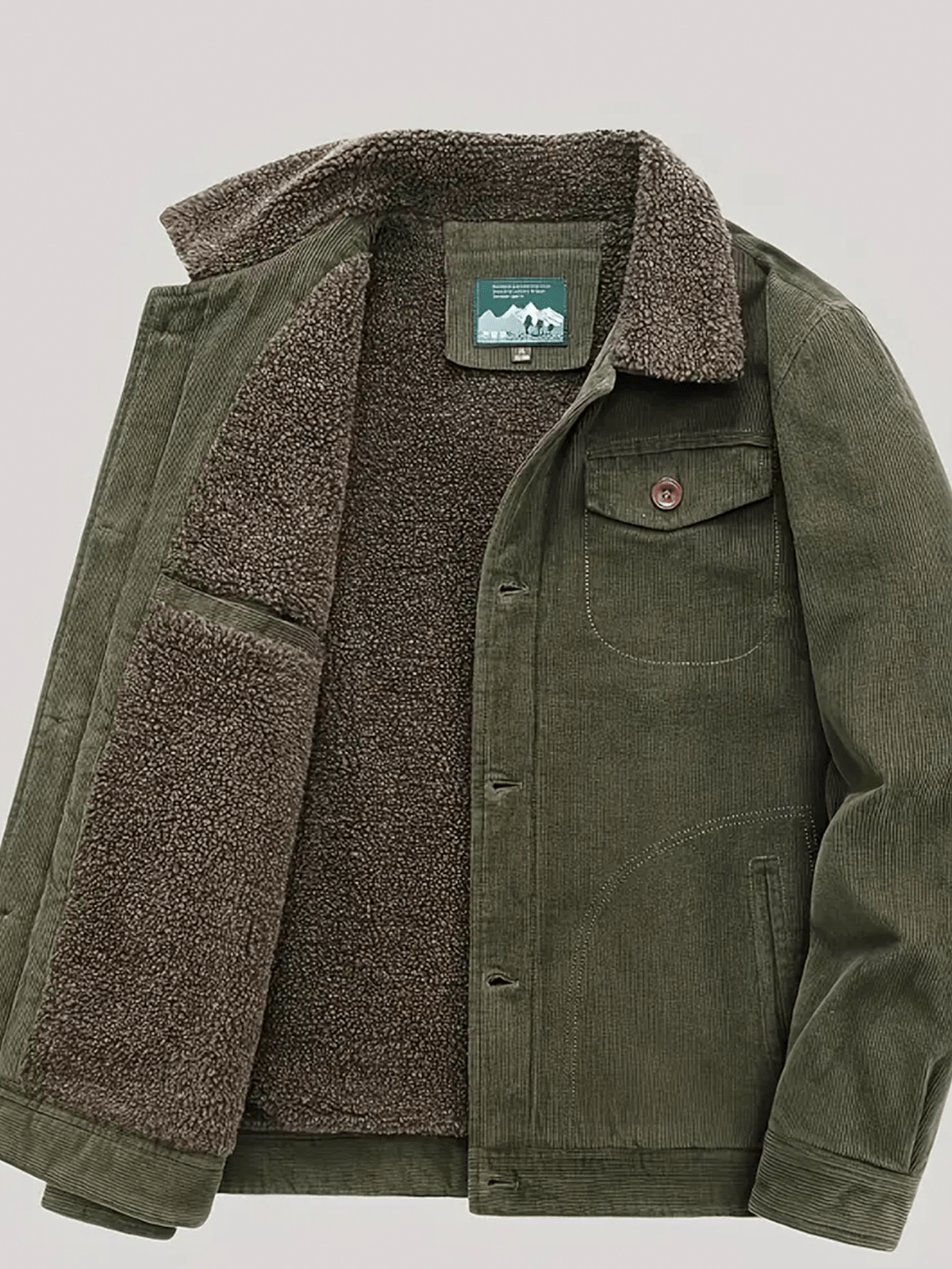 Heren Corduroy Jas met Fleece Voering