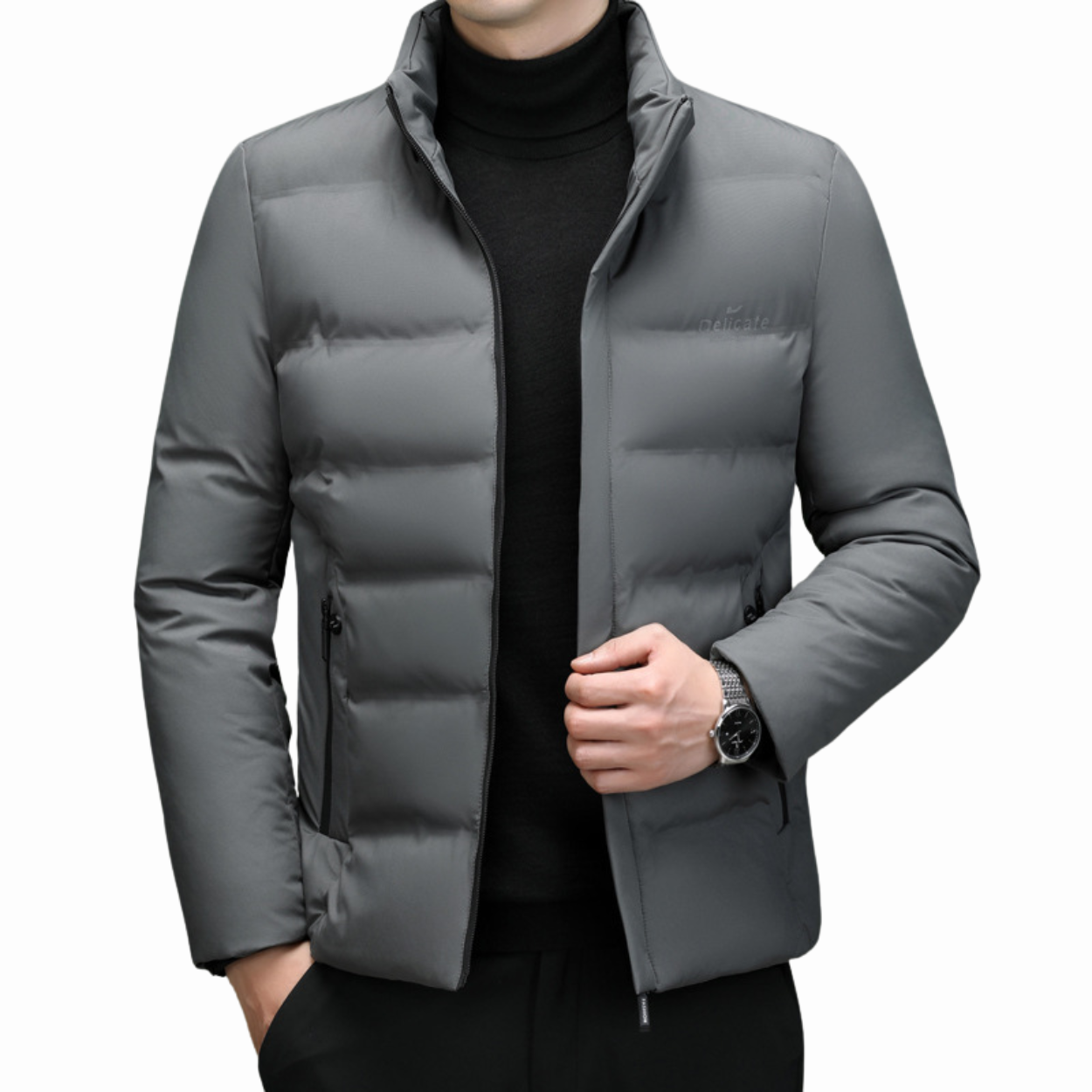 Heren Donsjas Met Hoge Kraag Voor Zakelijke Gelegenheden