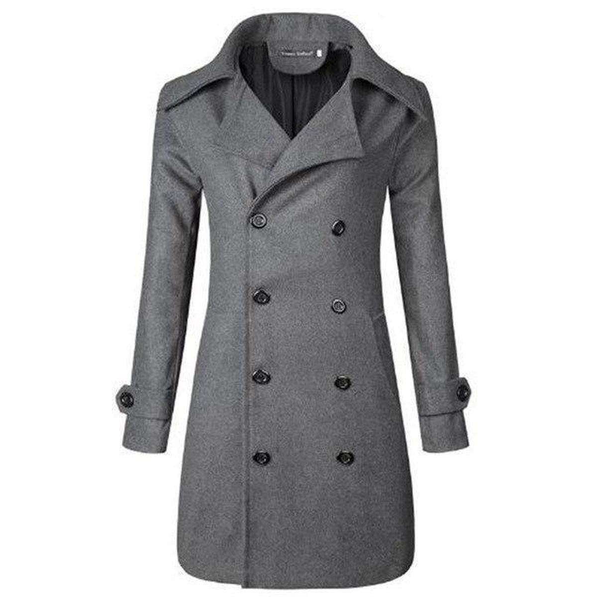 Heren Double-Breasted Wolmix Jacket Voor Herfst En Winter