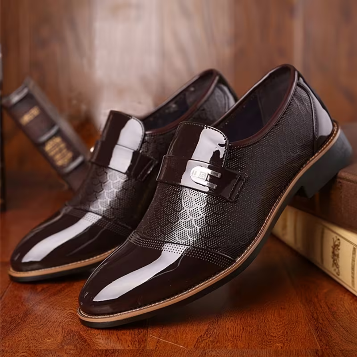 Heren Formele Schoenen met Dubbele Monniksgesp - Glanzend & Getextureerd