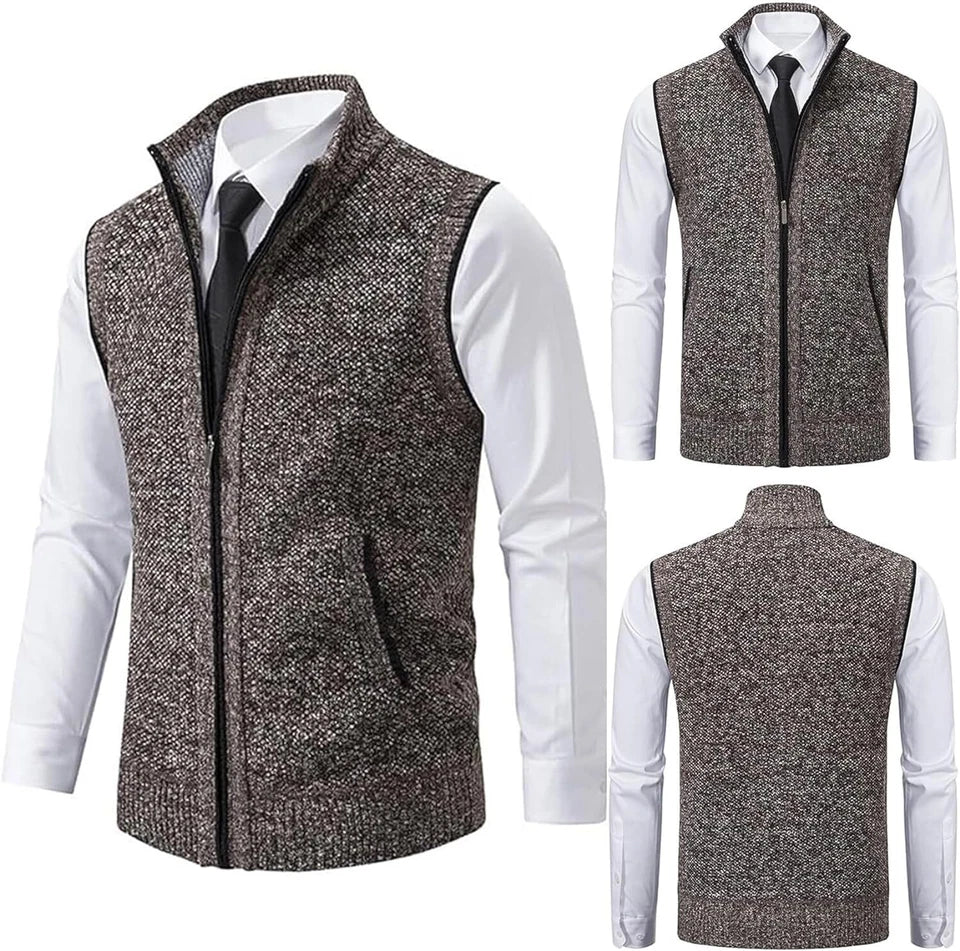 Heren Gebreid Vest / Cardigan Slim Fit met Zakken