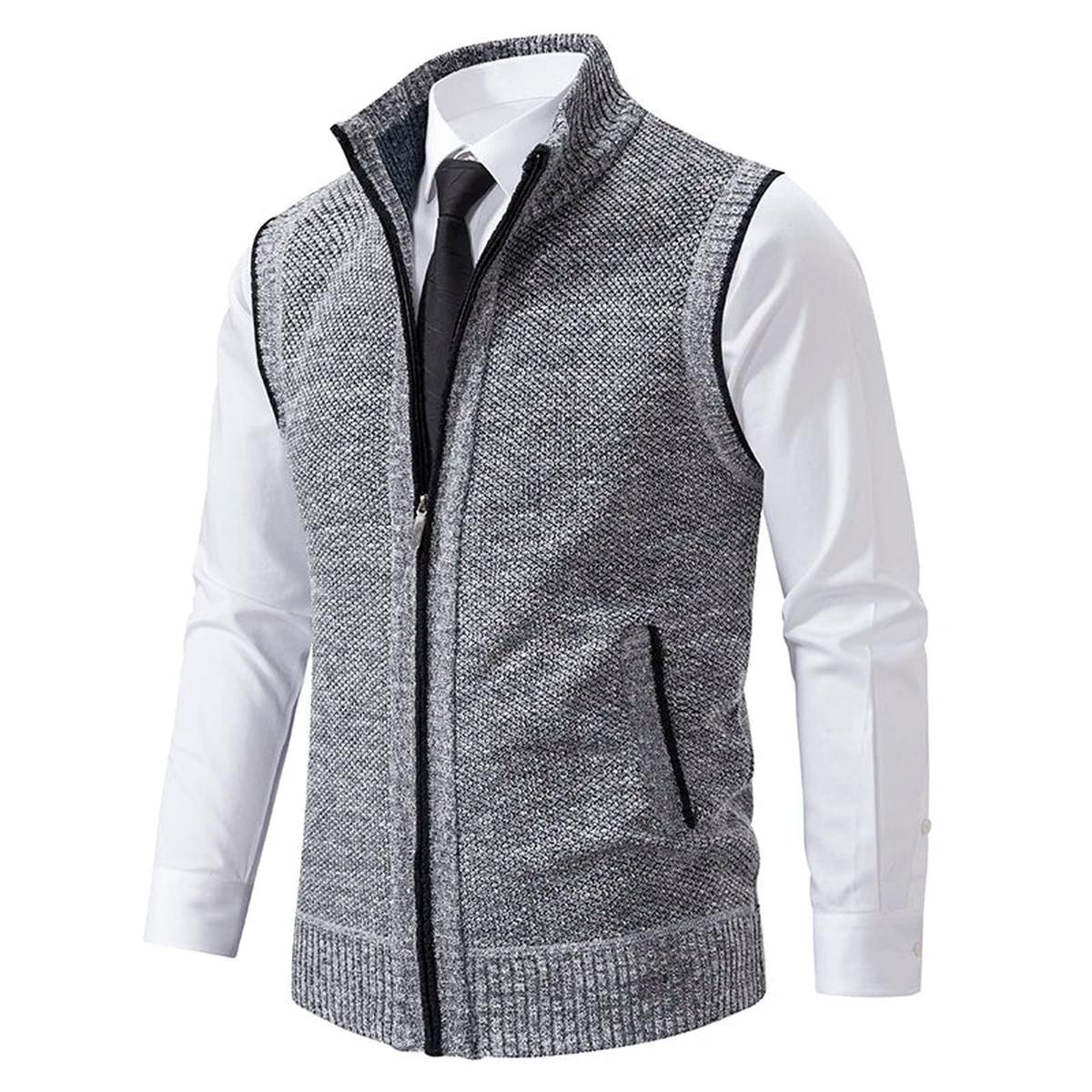 Heren Gebreid Vest / Cardigan Slim Fit met Zakken