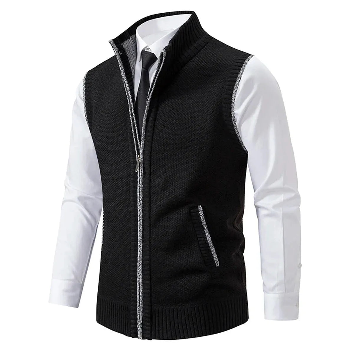 Heren Gebreid Vest / Cardigan Slim Fit met Zakken