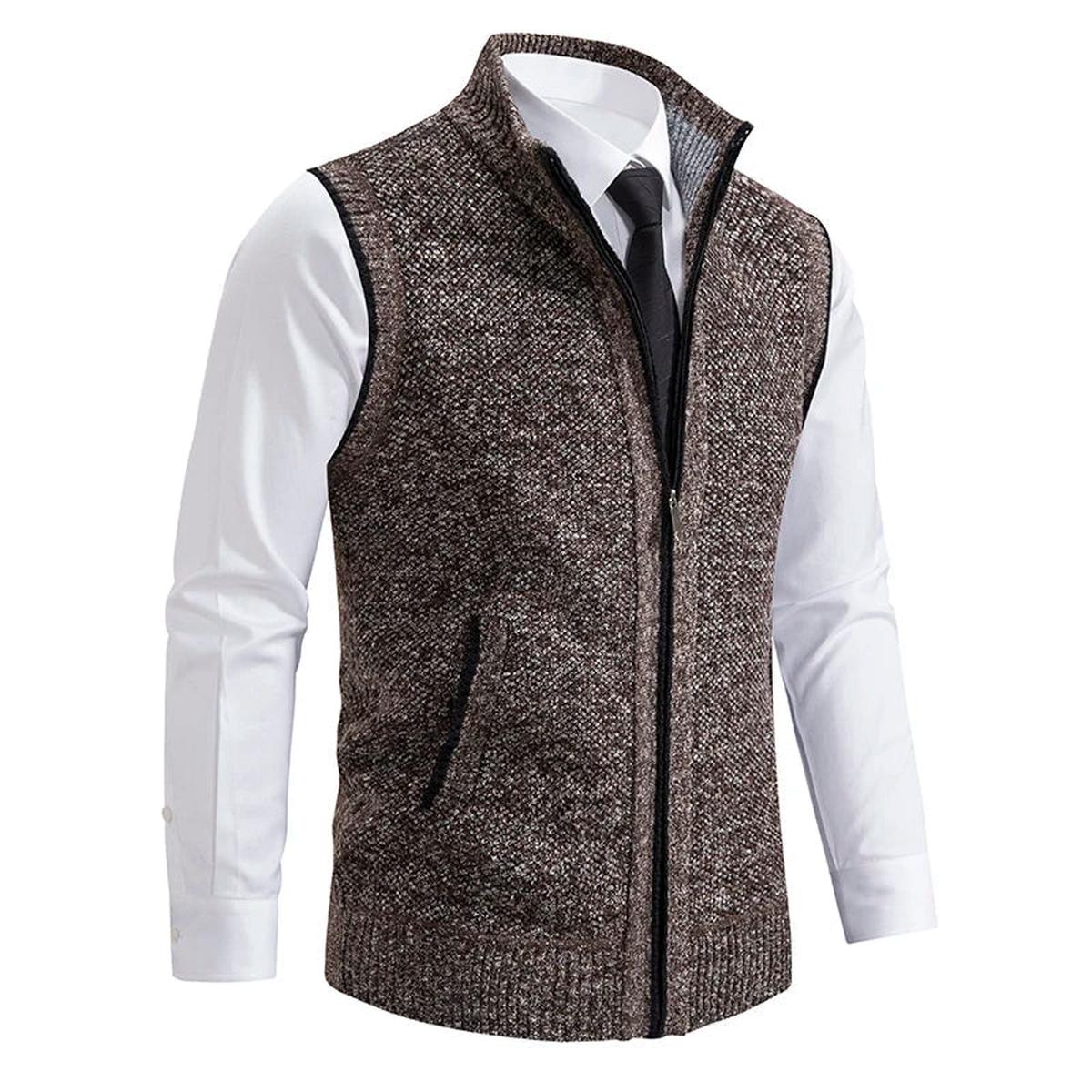 Heren Gebreid Vest / Cardigan Slim Fit met Zakken
