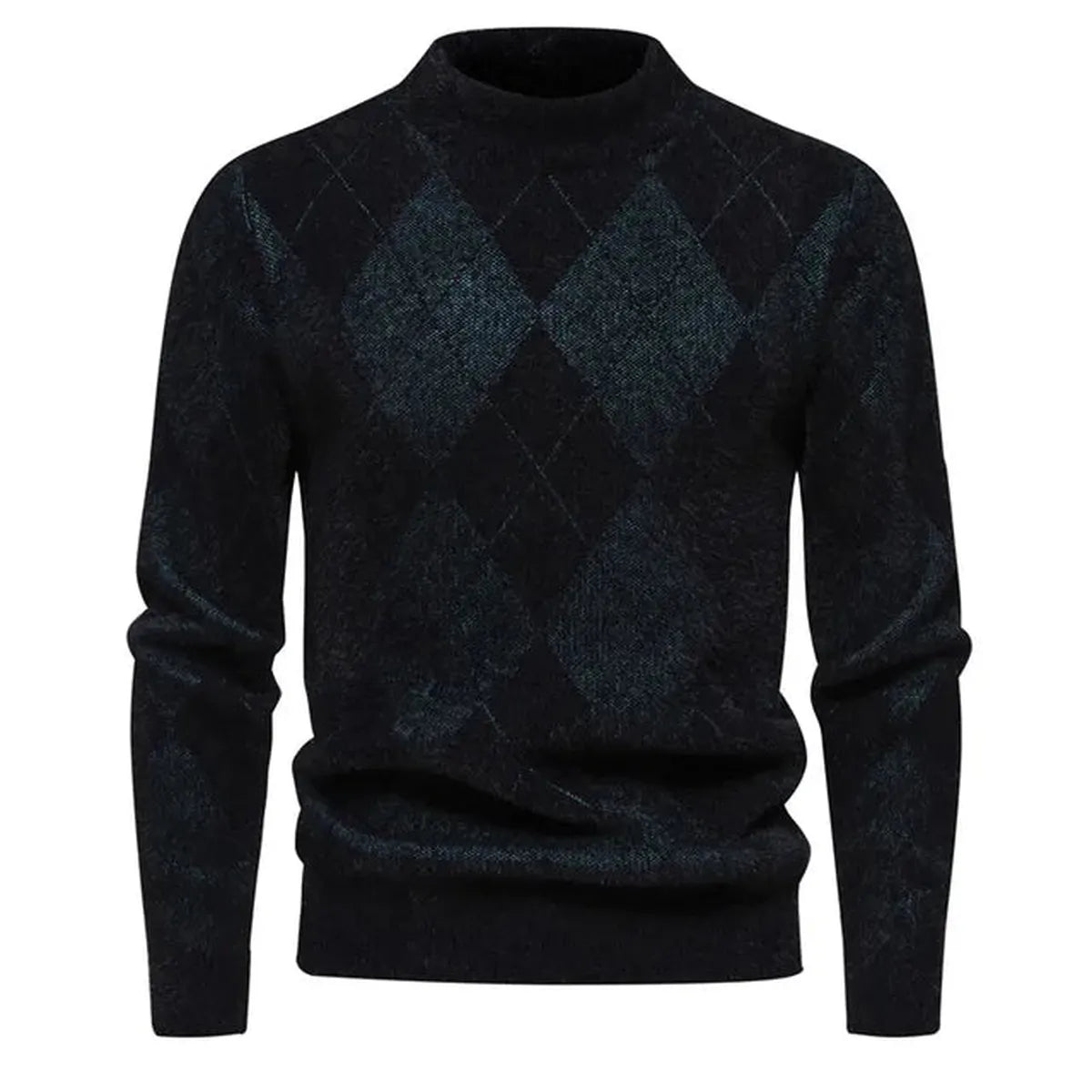 Heren Gebreide Argyle Crew Neck Trui voor Herfst en Winter