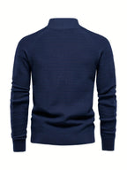 Heren Gebreide Trui / Sweater met Opstaande Kraag en Knoopsluiting - Comfort Mix